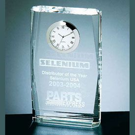 Beveled Crystal Clock Award