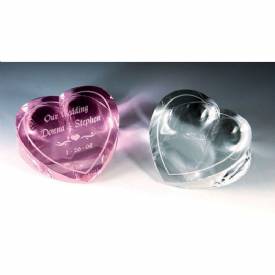 Pink Crystal Heart Paperweight